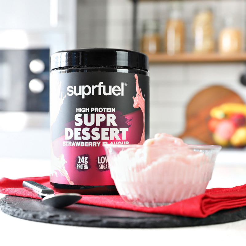 Suprfuel High Protein Supr Dessert - Strawberry Flavour 350g (24g Protein Per Serving)